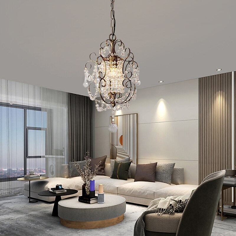 LED Chandeliers, Pendant Lights Loft Rustic Single Head Iron LED Crystal Chandelier Metal Bedroom Auditorium Hanging Lamp Ceiling Fitting Lights Lighting Rustic Elegant Farmhouse Comp 110-240V