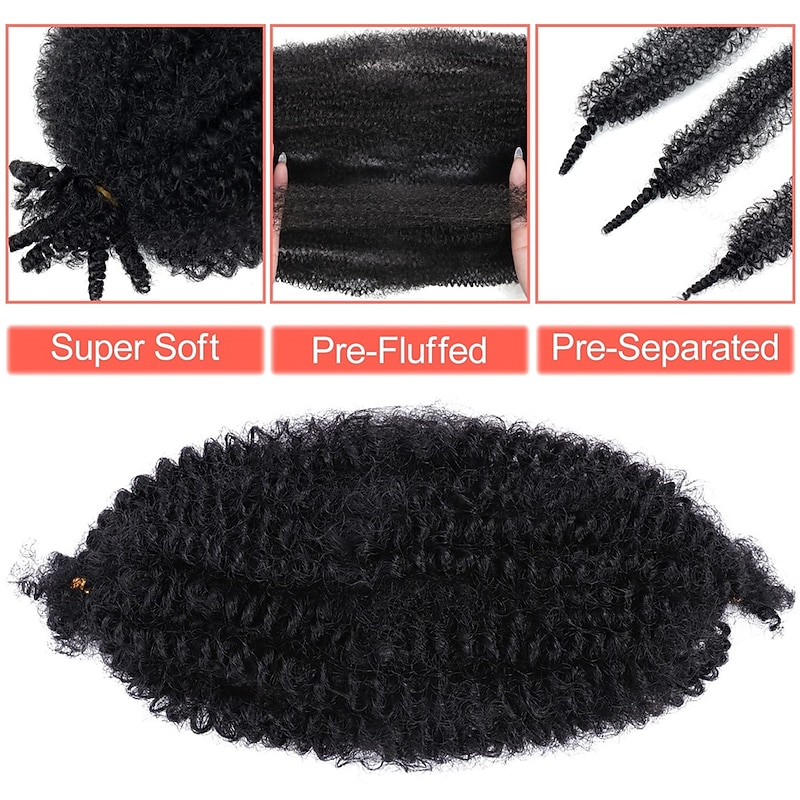 Marley Hair 10 Inch 7 Packs Pre Separated Springy Afro Twist Hair Marley Twist Braiding Hair for Faux Locs Crochet Hair Pre Fluffed Spring Twist Hair Synthetic Hair Extensions3