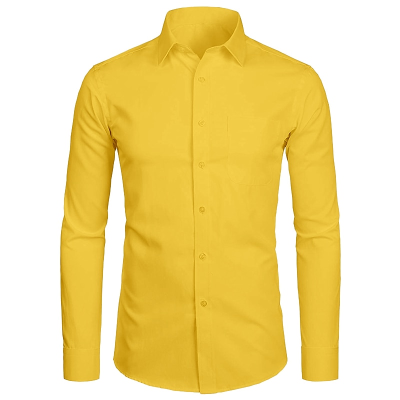 Men's Dress Shirt Waves Wedding Formal Evening Black White Yellow Red Long Sleeve Classic Collar All Seasons Clothing Apparel Buckle4