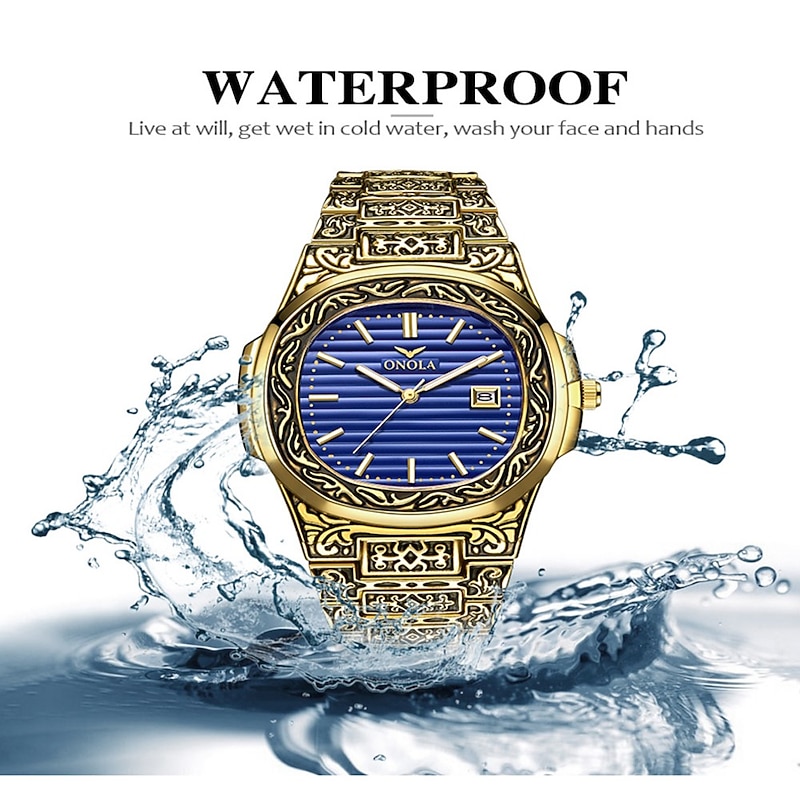 Retro Bronze Embossed Men's Steel Band Watch Fashion Trend High-end Calendar Business Men's Watch3