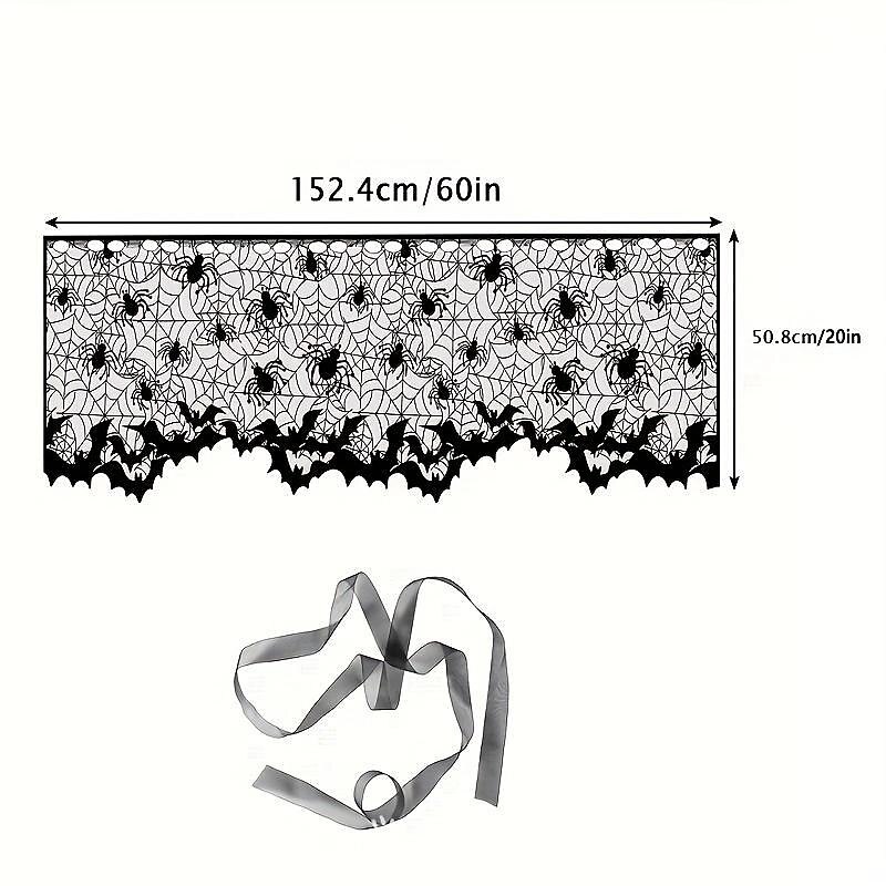 Halloween Lamp Shade Cover(20"X 60") Black Lace Ribbon Spider Web Lampshades Cover Topper Scarf Festive Party Indoor Decor Supplies Home Decor Halloween Party Supplies Party Decor Holiday Supplies Holiday Arrangement Scene Decor3