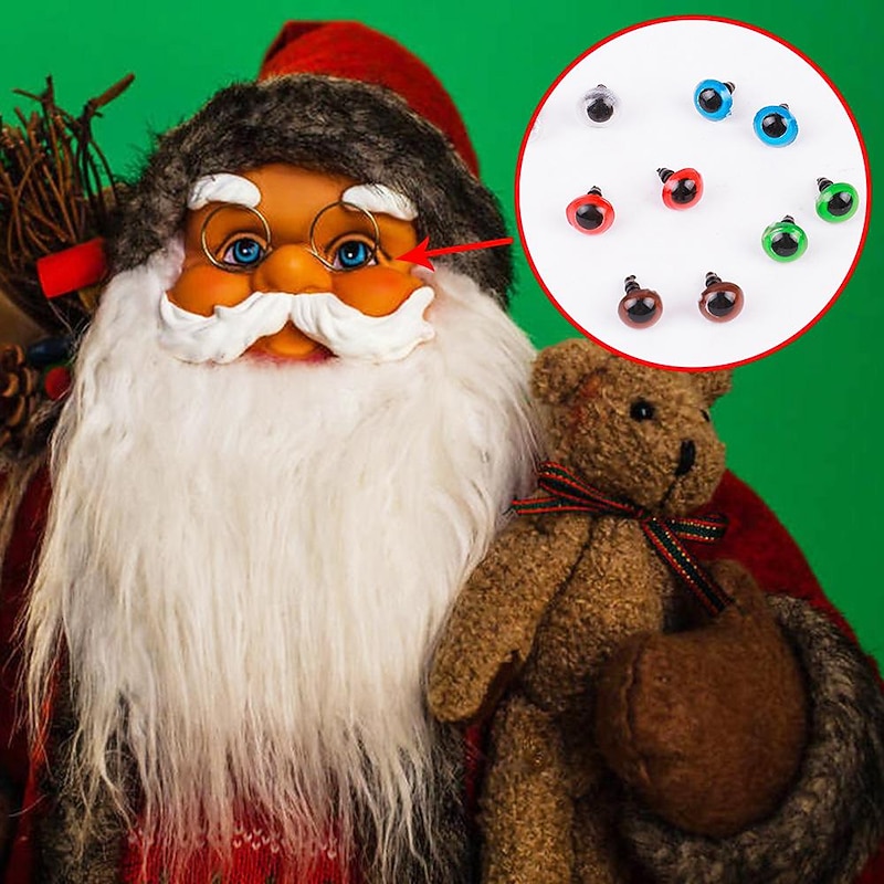 390pcs Plastic Safety Eyes and Noses, Includes Colorful Safety Eyes and Safety Nose with  Washers, Multiple Sizes for Doll, Plush Animal and Teddy Bear Craft Making3