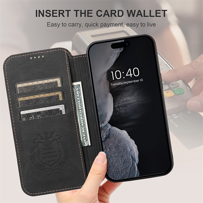 Phone Case For iPhone 17 Pro Max 17 Air 16 15 14 Pro Max Plus 13 12 Pro Max Wallet Case Flip Cover With Magsafe with Stand Holder Magnetic Card Slot Solid Color TPU PU Leather4
