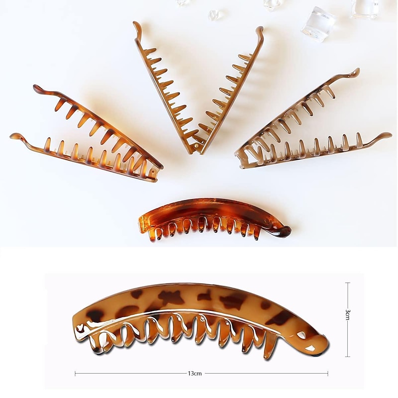 Banana Hair Clips for Women Classic Clincher Double Comb Clips Hair Leopard Banana Ponytail Holder Clip for Thick Hair3