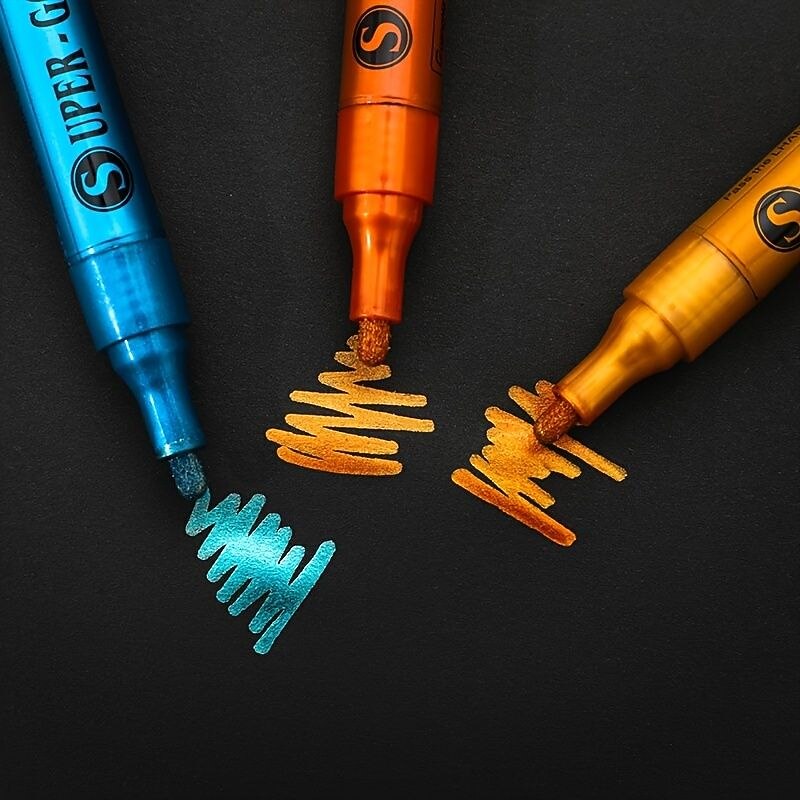 12 Colors Super Metallic Paint Marker For Rock Painting Ceramic Glass Wood Fabric Canvas Mugs Metal Paper Scrapbook Crafts SuppliesPerfect For Easter Decoration3