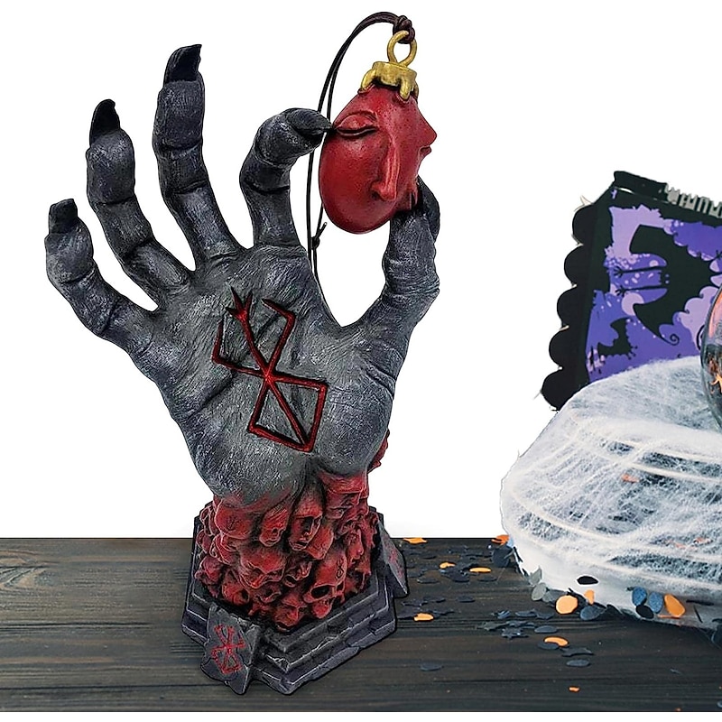 Halloween Berserk Hand of God, Fear Figure Statue, Anime Handcraft Resin Ornament, Halloween Skeleton Figurine, Craft Desk Toy Gift for Fans Collections Home Decoratio