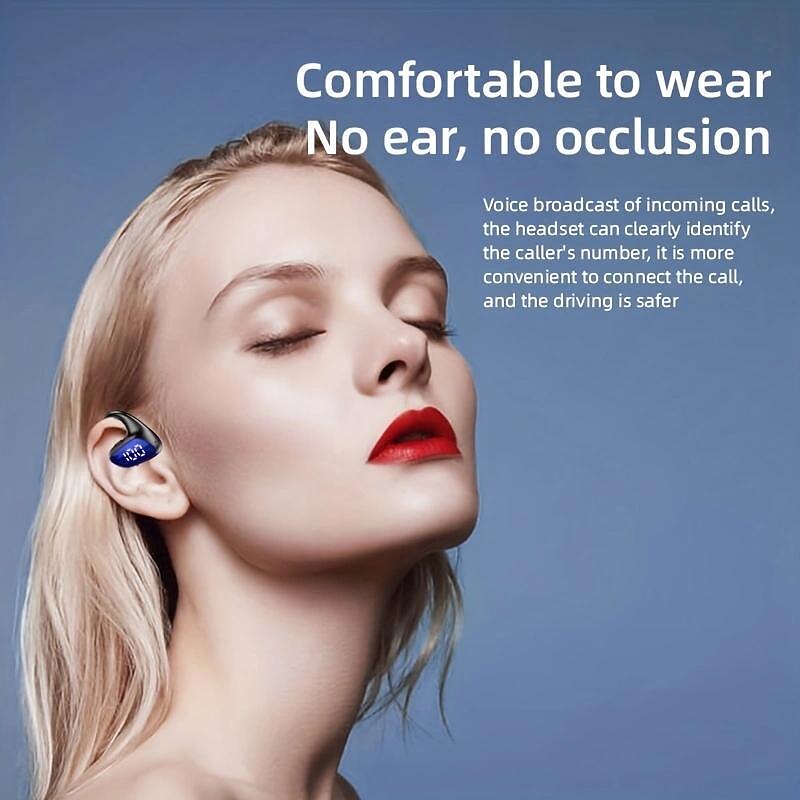Single Ear Hook Earbud Bluetooth Headphones Single air Conduction Earphone Wireless Headset with Micphone Waterproof Hands-Free Cell Phones Earpiece2