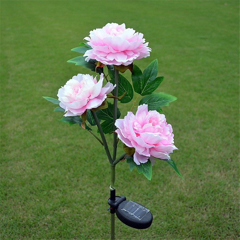 3 Heads Solar Peony Outdoor Simulation Flower Lamp LED Artificial Flower Ground Lamp  Garden and Courtyard Decorative Lights Holiday Party Decorative Lights3
