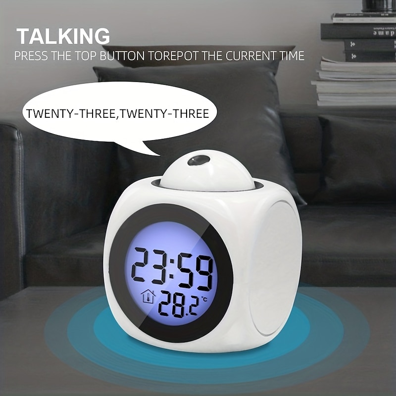 LED Smart Light  Projection Digital LED Alarm Clock for Bedroom on Ceiling Wall Dimmer USB Charger Battery Time And Temperature Display Backup Loud Dual Alarm Clock for Heavy Sleeper Kid Elderly2