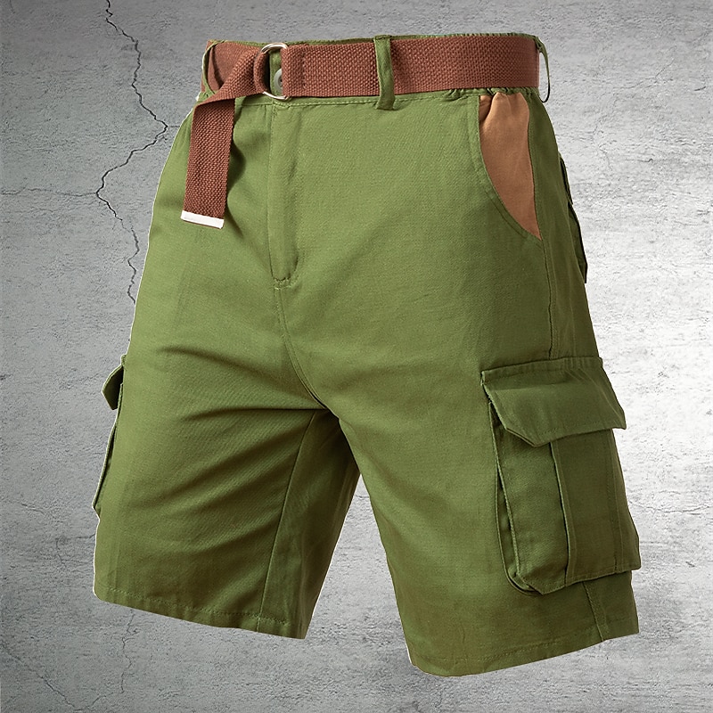 Men's Cargo Shorts Shorts Hiking Shorts Multi Pocket Plain Wearable Short Outdoor Daily 100% Cotton Designer Casual ArmyGreen Black2