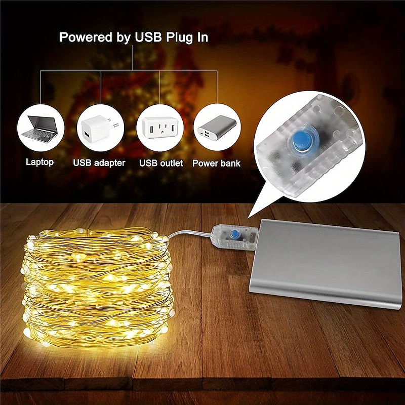 Elegant Wedding Party Reception 100LED Twinkle Star Copper Wire Fairy String Lights – 33ft USB Powered with Remote, 8 Modes for Home Garden Decor3