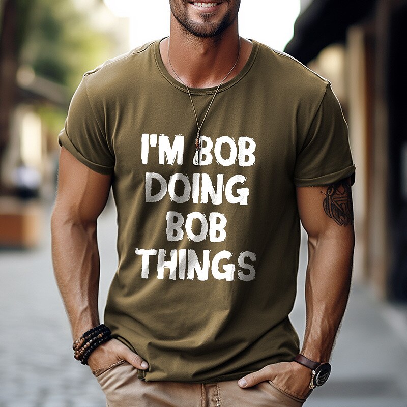 Men's Graphic Letter T Shirt Short Sleeve T shirt 3D Print Crew Neck Shirt Vintage Fashion Designer Outdoor Daily Sports Blue Brown Army Green Spring & Summer Clothing Apparel S M L XL 2XL 3XL3