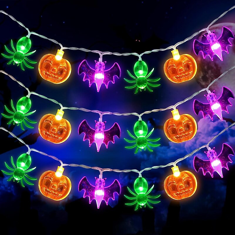 Halloween Decorations String Lights Bats Spider pumpkins String Lamp 3m 20LEDs USB / Battery Powered Ghost Lights for Indoor Halloween Party Garden Porch Outdoor Tree Decor3