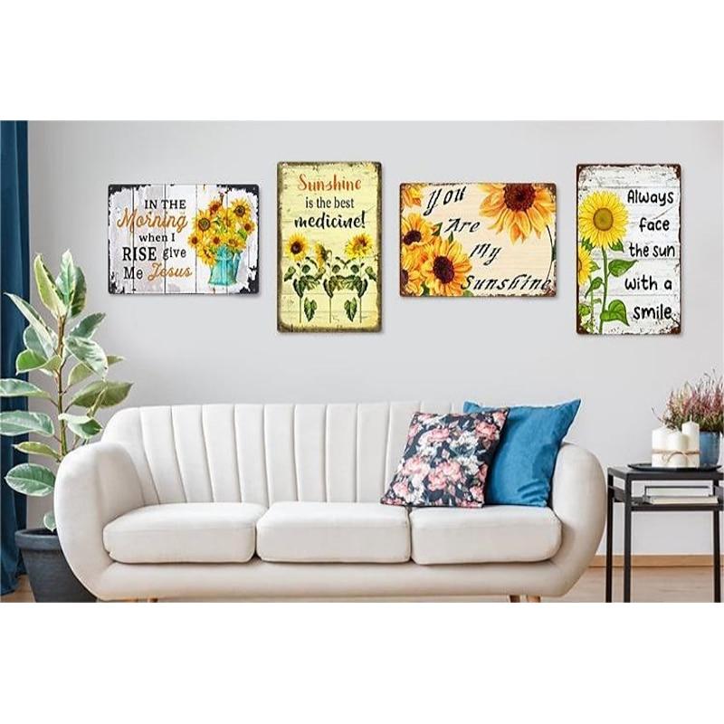 1pc Sunflower Metal Tin Sign Retro Metal Tin Sign, Vintage Sign, Home Wall Art Decor, Home Decor, Room Decor, Farm Decor, Patio Garden Decor, Wall Decor 20x30cm/8''x12''3