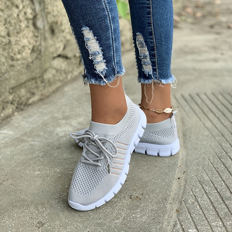 Women's Black Knit Sneakers with White Sole for Running and Casual Wear 18