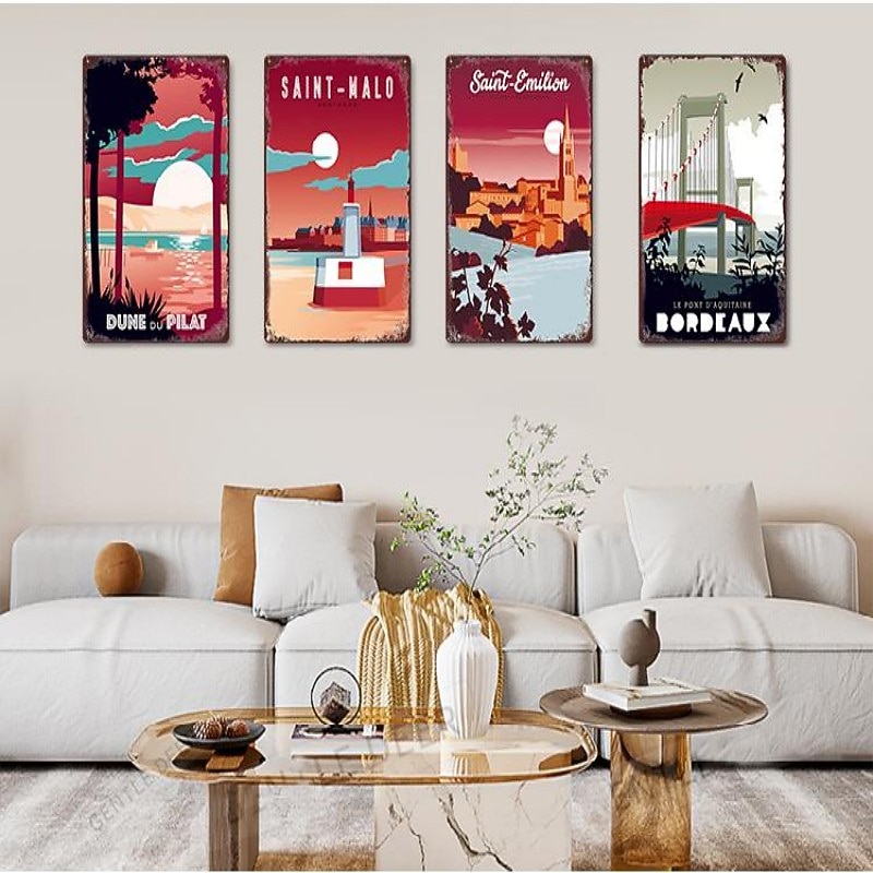 1pc Retro Metal Tin Sign City Tin Sign Vintage Kitchen Signs Wall Decor, Painting Wall Hanging for Restaurant Decor Bar Decor Home Decor Wall Art Metal Tin Sign 20x30cm/8''x12''2