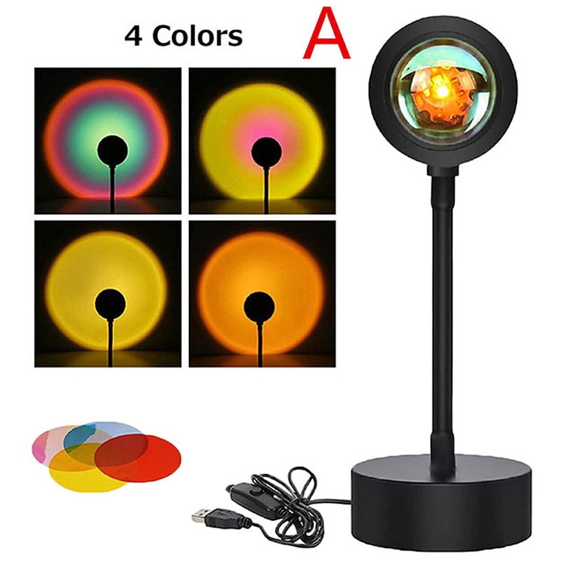 Sunset Lamp Rainbow Projector Night Light, 16 Color LED Desk Lamp for Bedroom, Atmosphere & Rainbow Lamp Decoration2