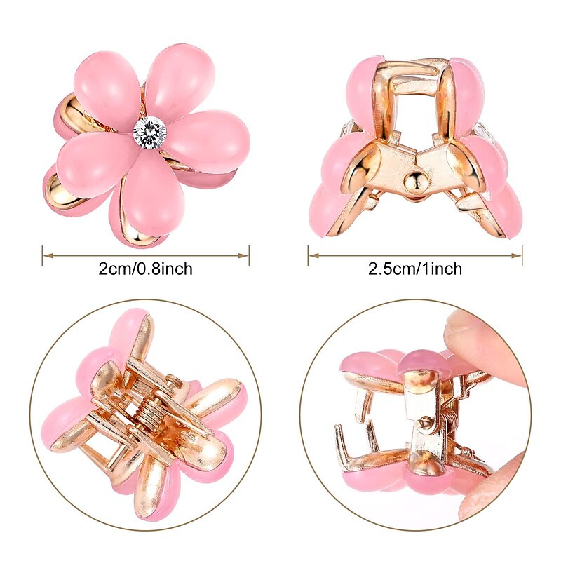 5Pcs Flower Hair Clips Mini Hair Clips Glitter Opal Hair Clips for Kid Metal Small Claw Clips for Sweet Bangs Tiny Crystal Flower Barrettes Cute Claw Clips for Girls Hair Accessories for Women3