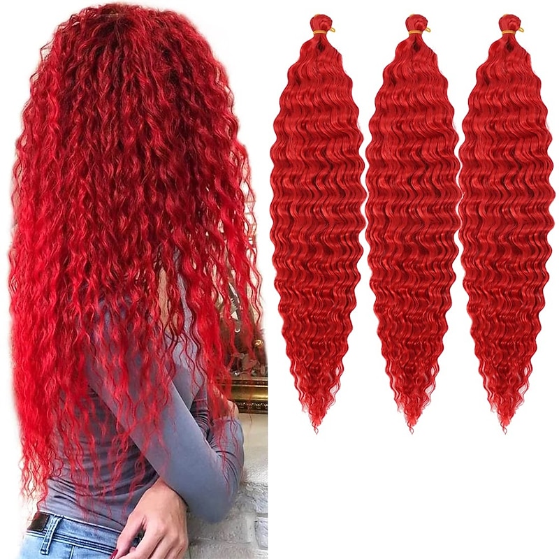 24 inch Ocean Wave Crochet Hair Deep Wave Twist Crochet Hair Extensions Curly Braiding Hair 3 packs Long Wavy Water Wave Braids For Women Synthetic Crochet Braid Hair