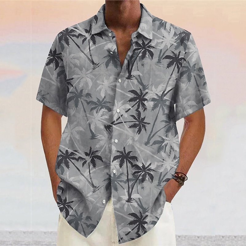 Men's Coconut Tree Tropical Plants Shirt Summer Hawaiian Shirt Aloha Shirt Short Sleeves Shirt Turndown Fashion Designer Casual Outdoor Street Casual Yellow Pink Wine S M L3