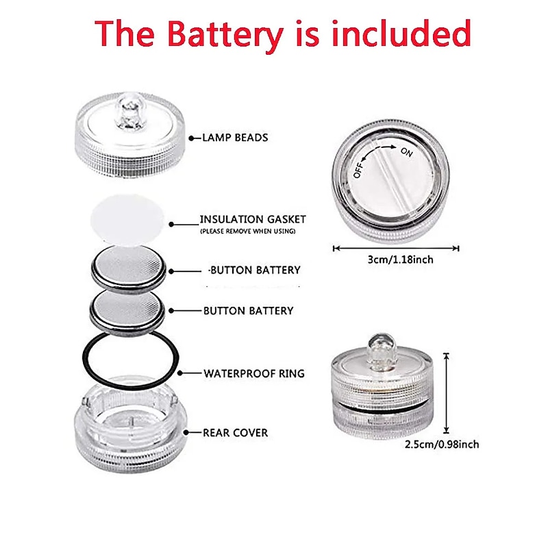 12pcs Waterproof Submersible Mini LED Lights Tea Light Underwater LED Candle Lamp For Aquarium Wedding Party Vase Decor2