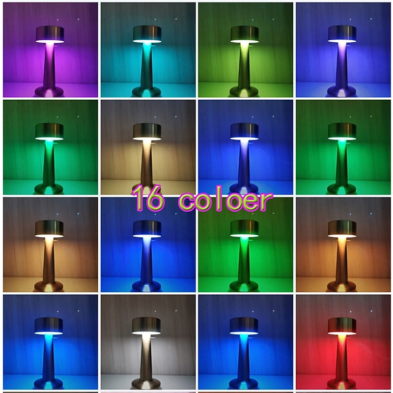 LED Table Lamp Dumbbell 16-Color Usb Rechargeable Hotel Desk Lamp Touch Dimming Restaurant Bar Atmosphere Lamp Retro Simple Lamp2