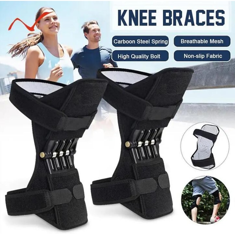 Breathable Non-Slip Joint Support Knee Pads, Knee Booster Brace Joint Support Spring Stabilizer Pad Power Lift Knee Brace Weak Old Legs Sports Climbing Mountains Stairs