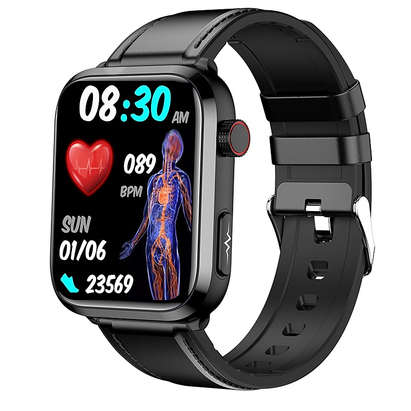 iMosi ET210 Smart Watch 1.91 inch Smartwatch Fitness Running Watch Bluetooth ECG+PPG Temperature Monitoring Pedometer Compatible with Android iOS Women Men Long Standby Hands-Free Calls Waterproof IP 13