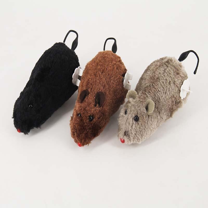 simulated wind-up plush little mouse winding mouse can jump and wag its tail pet dog cat toy wholesale