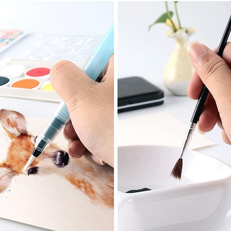 12/18/24Colors Solid Watercolor Paint Set With Paintbrush Portable Watercolor Pigment Set Art Supplies4