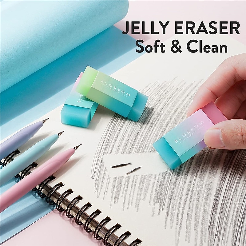 Mechanical Pencil Set, 6PCS Pastel Mechanical Pencils 0.5mm & 0.7mm with 216PCS HB Pencil Leads and 3PCS Erasers, Aesthetic Mechanical Pencils for Girls Writing4