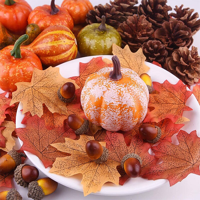 1pc Artificial Pumpkins Set Thanksgiving Artificial Pumpkins Home Decoration Set Assorted Faux Fall Harvest Pumpkins Mini Autumn Harvest Pumpkins For Halloween Thanksgiving Table Decor Thanksgiving3