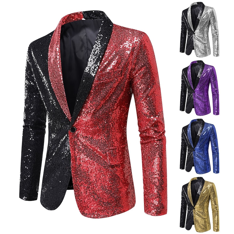 Retro Vintage Disco 1980s Suits & Blazers Disco Sequins Fancy Dress Men's Carnival Costume Masquerade Party / Evening Pride Parade Pride Month Adults' Coat Shirt Tie2