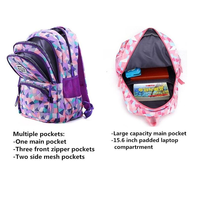 School Backpack Bookbag Multicolor for Student Boys Girls Multi-function Wear-Resistant Large Capacity Nylon School Bag Back Pack Satchel 21.5 inch3