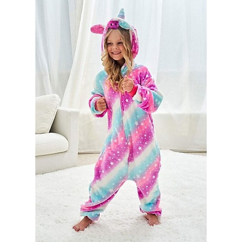 Set with Flannel Onesie Kigurumi Pajamas Claw Slippers 2 PCS Set Nightwear Camouflage Cute Unicorn Rainbow Animal Kid's Unisex  Cozy Homewear4