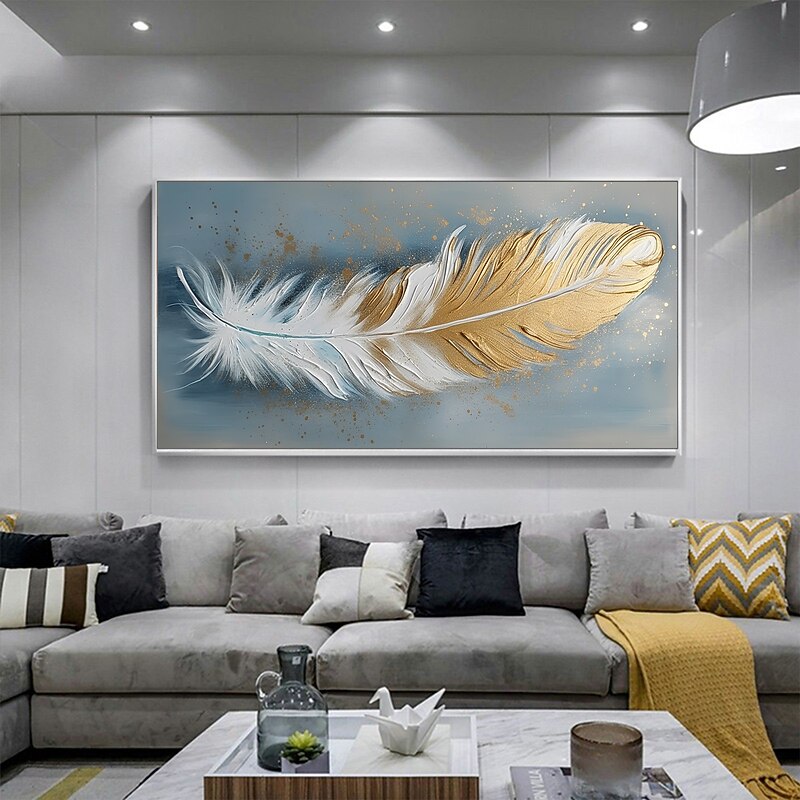 Handmade Oil Painting Canvas Wall Art Decor Original Feather Painting for Home Decor With Stretched Frame/Without Inner Frame Painting 20