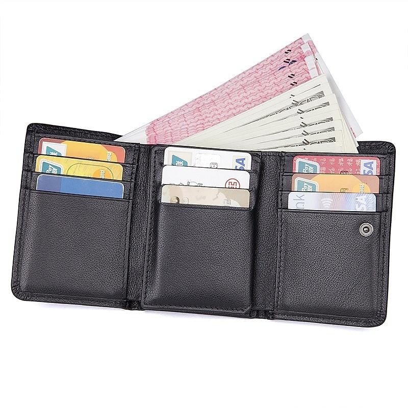 Vintage Genuine Leather Mens Trifold Wallet with Coin Pocket3