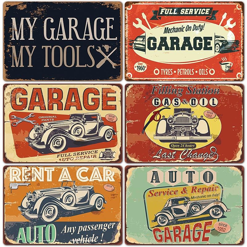 1pc Garage Metal Tin Sign, Car Vintage Plaque Decor, Home Decor, Restaurant Decor, Bar Decor, Cafe Decor, Garage Decor, Wall Decor, Water-proof, Dust-proof20x30cm/8''x12''