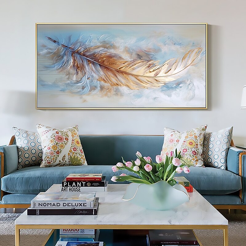 Handmade Oil Painting Canvas Wall Art Decor Original Feather Painting for Home Decor With Stretched Frame/Without Inner Frame Painting 17