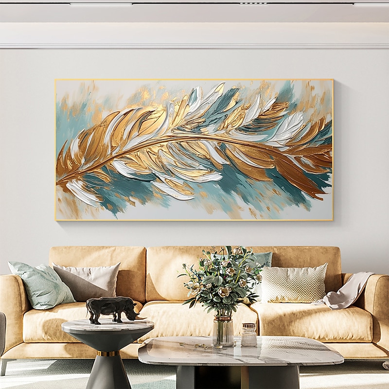 Handmade Oil Painting Canvas Wall Art Decor Original Feather Painting for Home Decor With Stretched Frame/Without Inner Frame Painting 8