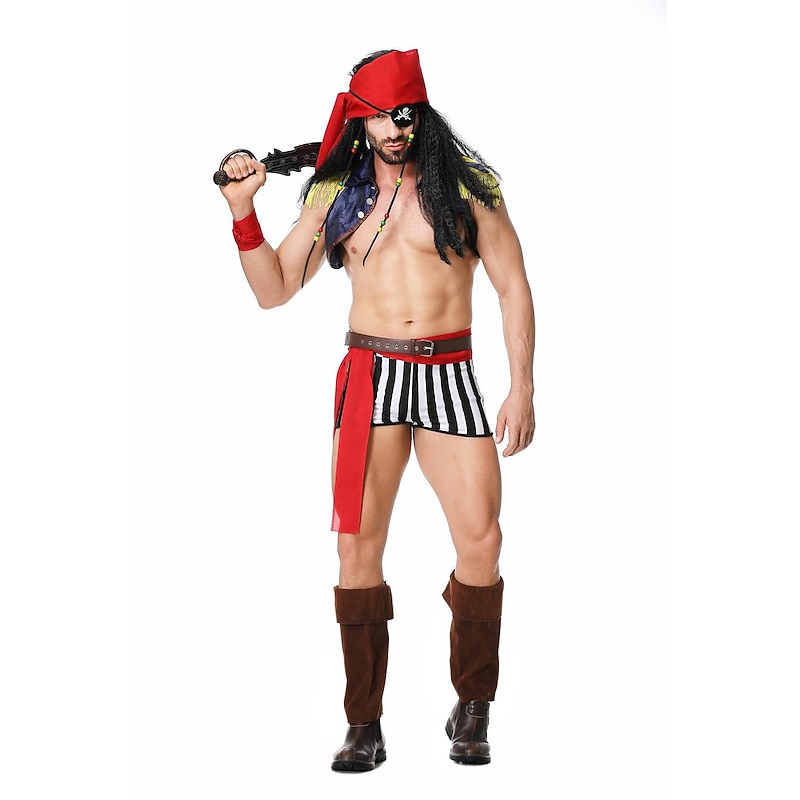 Pirates of the Caribbean Halloween Cosplay Costume Fancy Costume Carnival Costume Cosplay Costume Party Adults' Men's Halloween Carnival Masquerade Easy Halloween Costumes Dress Up