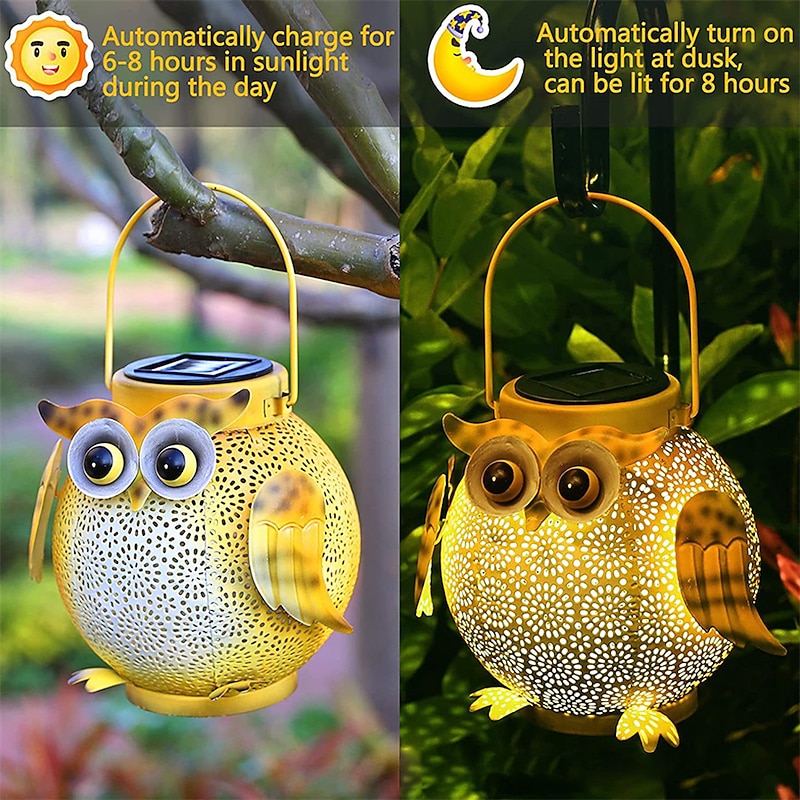Solar Iron Art Cartoon Owl Lantern Courtyard Ground Insertion Lawn Light Garden Animal Landscape Decoration LED Light4