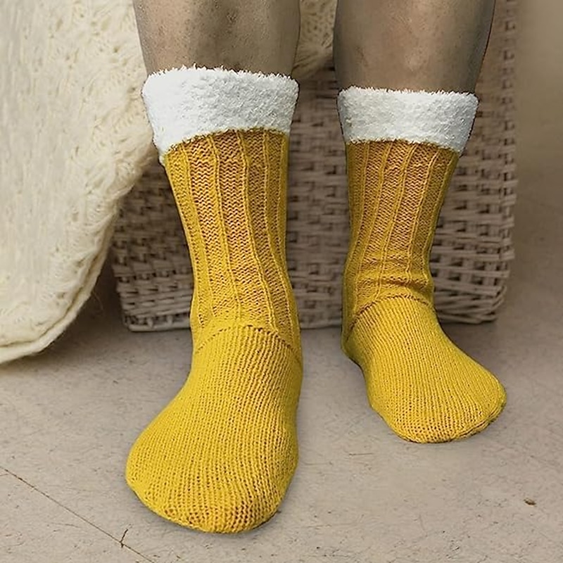 Oktoberfest Beer Mug Socks,Funny Socks Novelty Animal Knit Crocodile Socks, Whimsical Alligator Knitting Cuff Socks, Thick Knit4