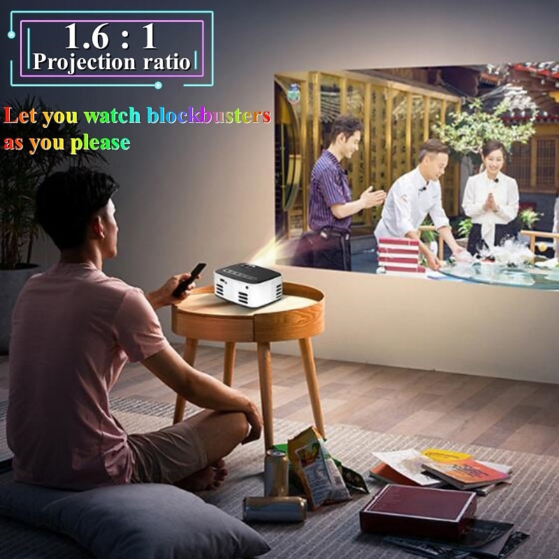 Newest Mini Projector Black White HD 1080P Portable Outdoor Home Theater Projector For Smartphone Tablet Laptop TV Stick3