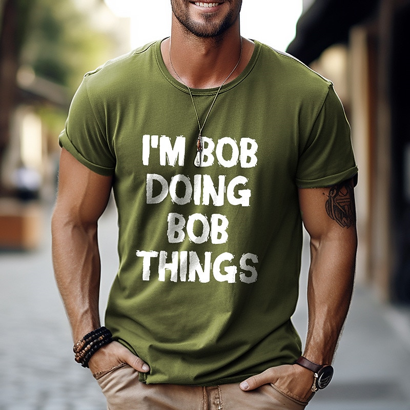 Men's Graphic Letter T Shirt Short Sleeve T shirt 3D Print Crew Neck Shirt Vintage Fashion Designer Outdoor Daily Sports Blue Brown Army Green Spring & Summer Clothing Apparel S M L XL 2XL 3XL4