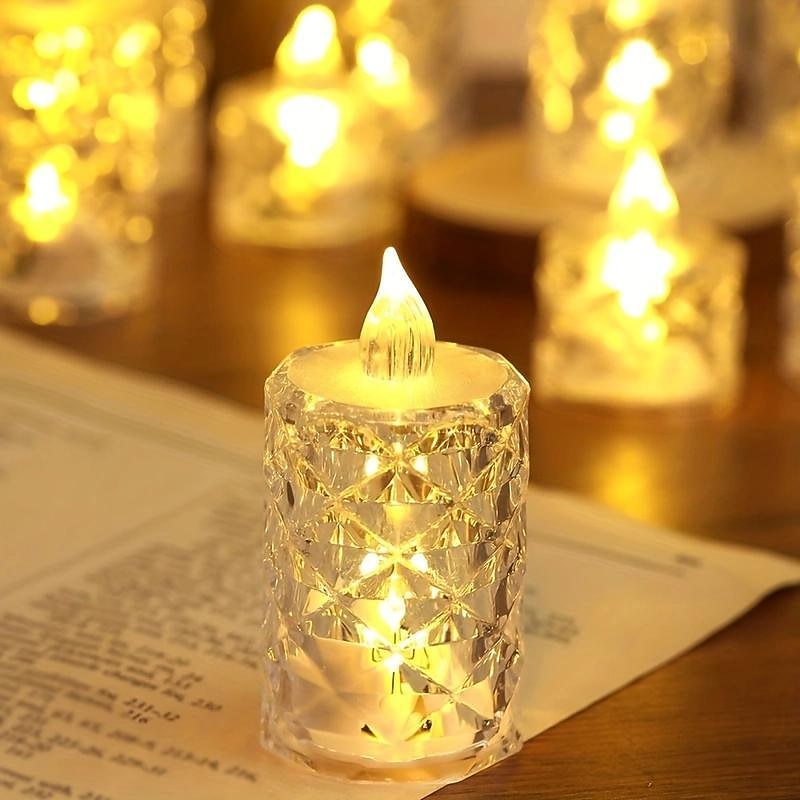 3PCS Crystal Flameless Candle Light LED Electronic Candle Lights Battery Powered Ambient Lights for Halloween Wedding Party Dating Festival Christmas Room Home Decor4
