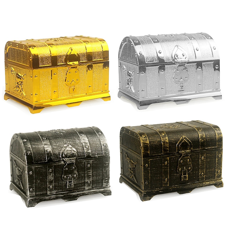 Gold Plated Search For Treasure Pirates Treasure Chest Children's Plastic Halloween Treasure Chest Toys