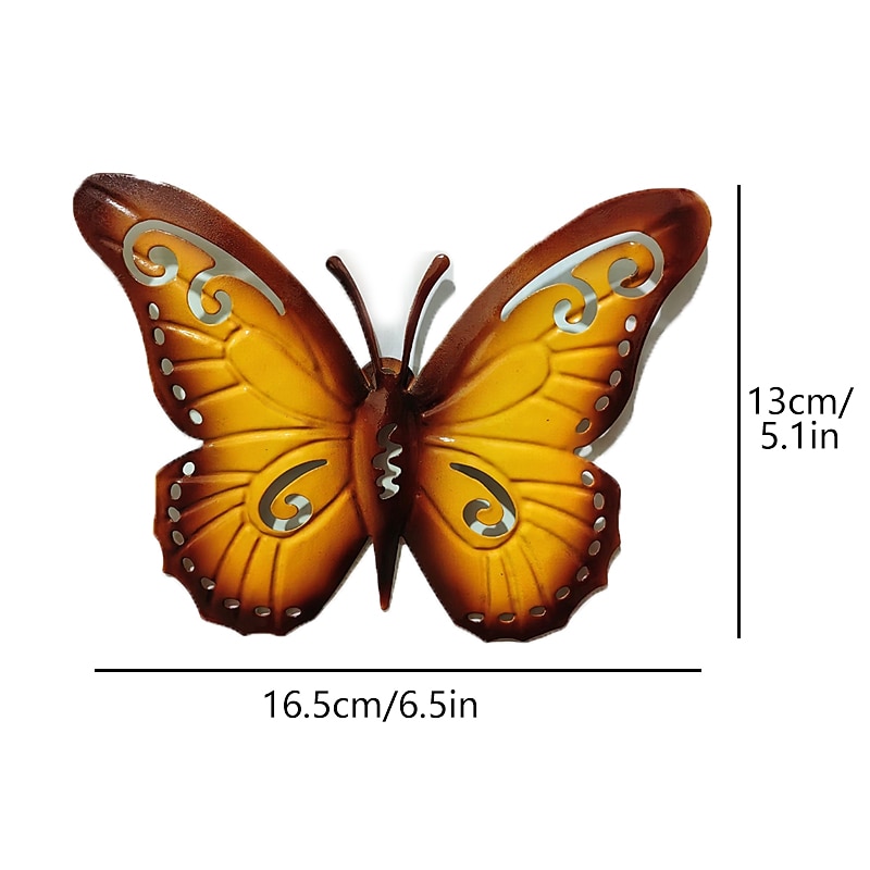 1pc Butterfly Metal Wall Decor For Garden Decor Patio Decor Room Decoration Party Decoration Wall Art Decor Patio Decor, Outdoor Garden Decor Housewarming Gift Wall Sculptures 13x16.5cm/5''x6.5''2