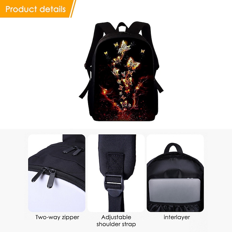 Colorful Butterfly Print Backpack for Kids – Bright Fantasy-Inspired School Bag for Girls with Rainbow Wing Pattern4