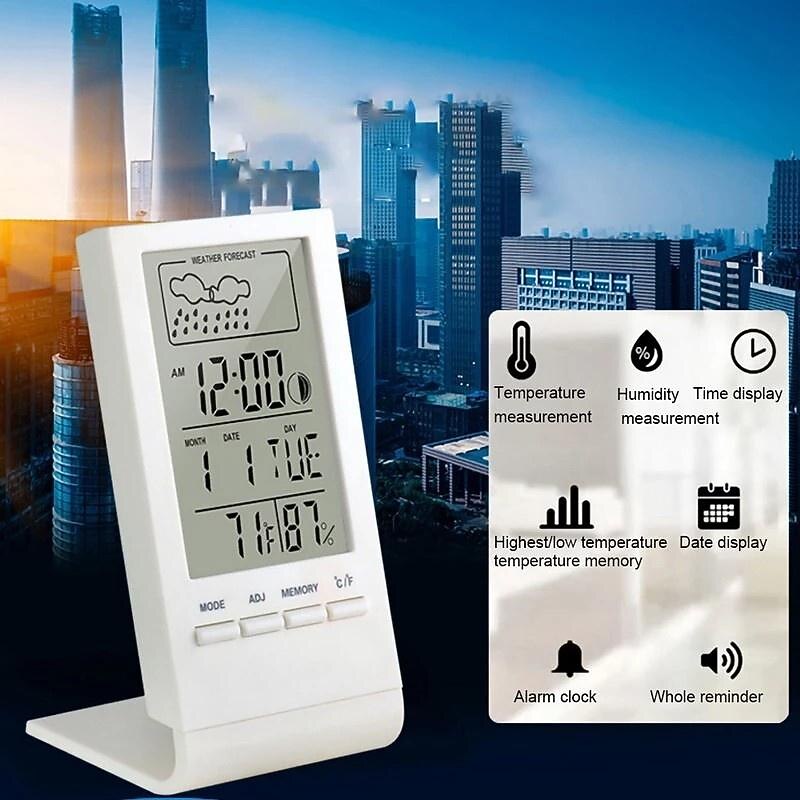 LED Digital Clock Thermometer Hygrometer Gauge Indicator Alarm Clock Indoor/Outdoor Weather Station Automatic Electronic Temperature Humidity Monitor Clock3